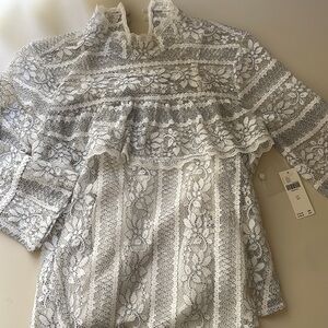 By Anthropologie White Lace Top